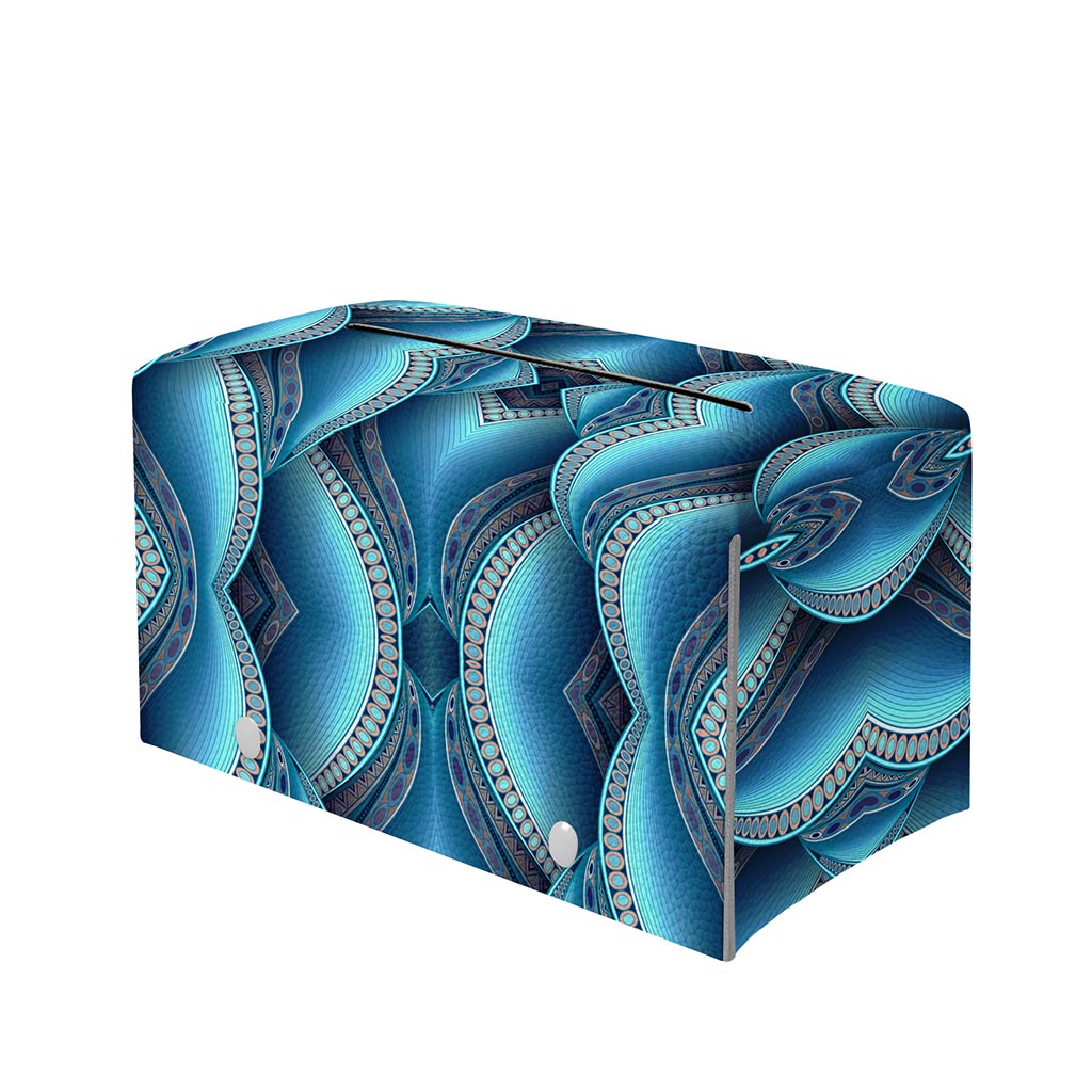 Mandala Waves Bohemian Pattern Print Leather Tissue Box Cover