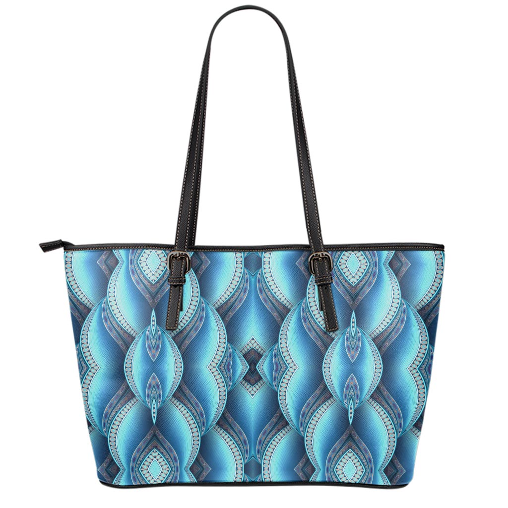Mandala Waves Bohemian Pattern Print Leather Tote Bag