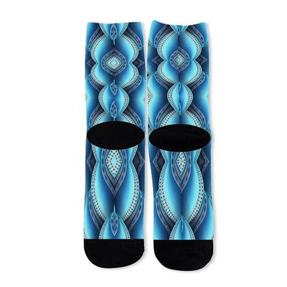 Mandala Waves Bohemian Pattern Print Long Socks
