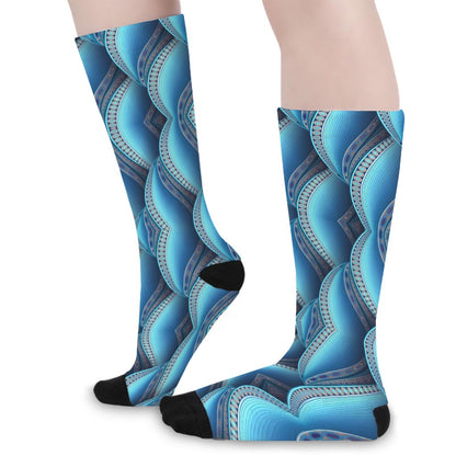 Mandala Waves Bohemian Pattern Print Long Socks