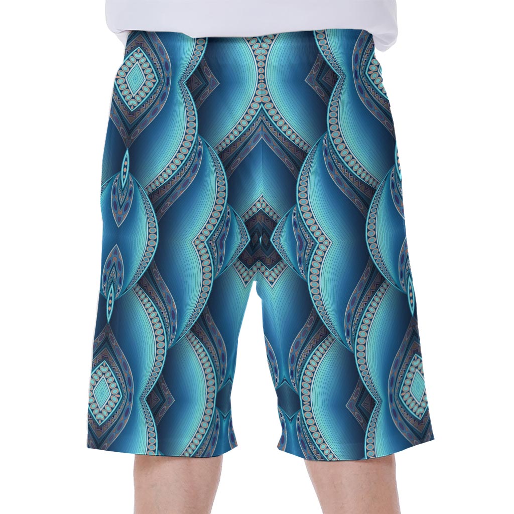 Mandala Waves Bohemian Pattern Print Men's Beach Shorts