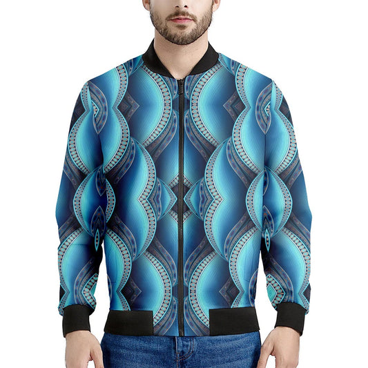 Mandala Waves Bohemian Pattern Print Men's Bomber Jacket