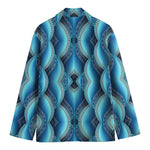 Mandala Waves Bohemian Pattern Print Men's Cotton Blazer
