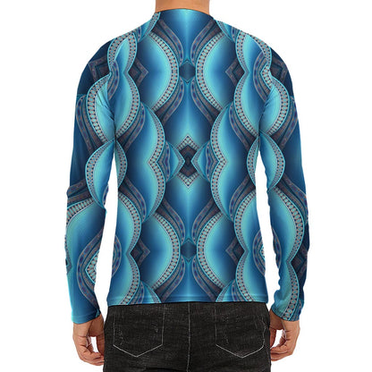 Mandala Waves Bohemian Pattern Print Men's Long Sleeve Rash Guard