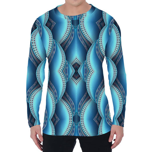 Mandala Waves Bohemian Pattern Print Men's Long Sleeve T-Shirt