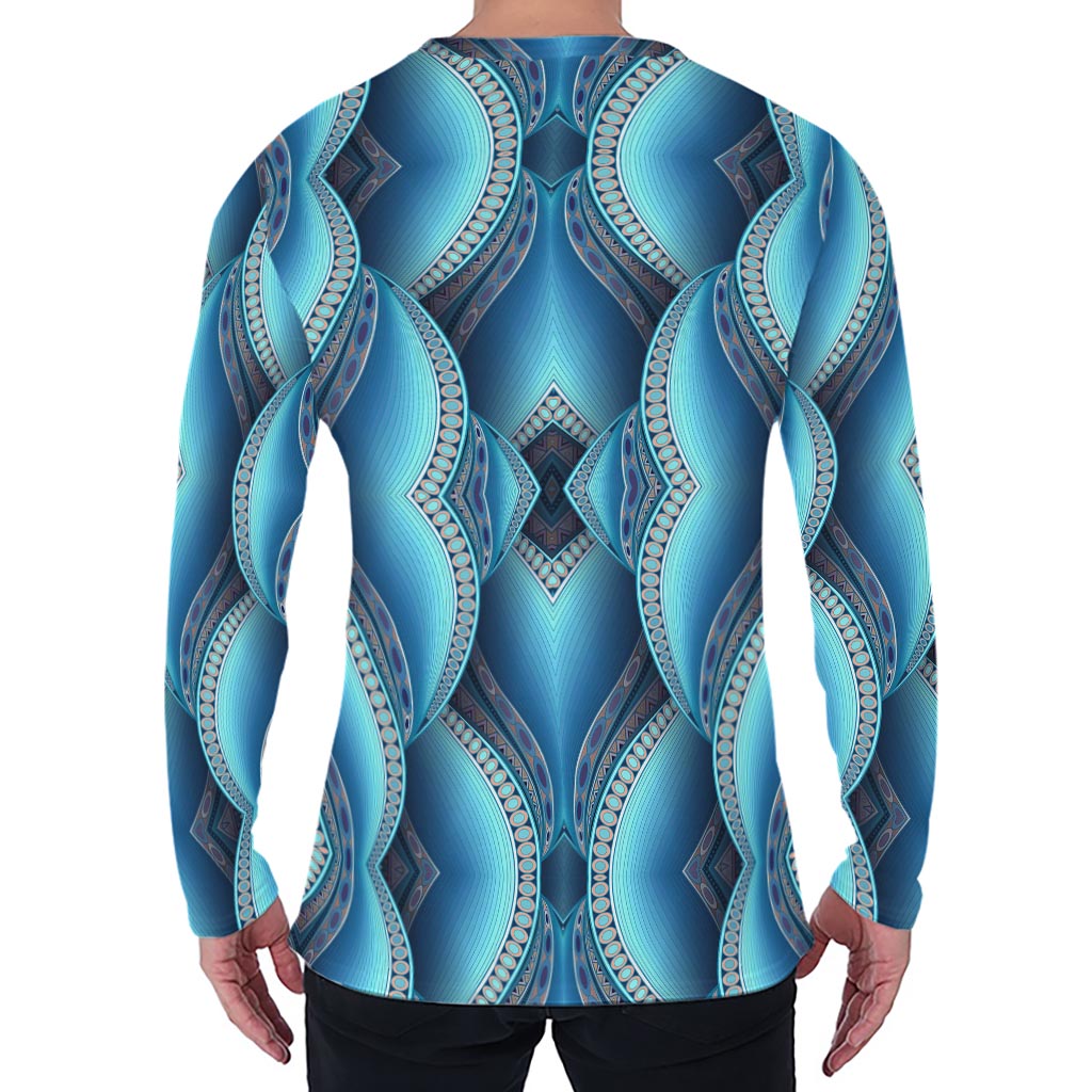 Mandala Waves Bohemian Pattern Print Men's Long Sleeve T-Shirt