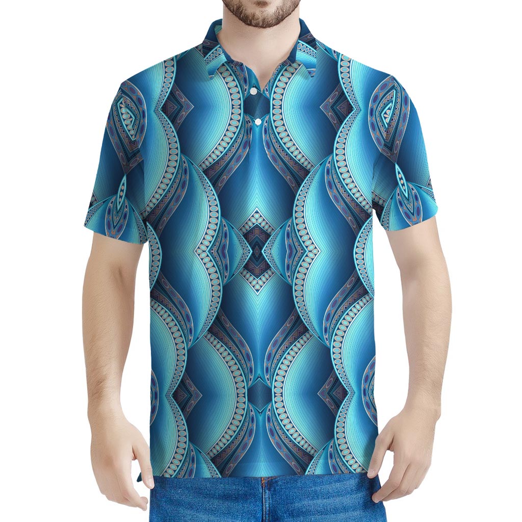 Mandala Waves Bohemian Pattern Print Men's Polo Shirt