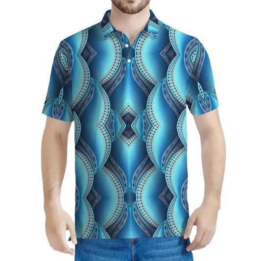 Mandala Waves Bohemian Pattern Print Men's Polo Shirt