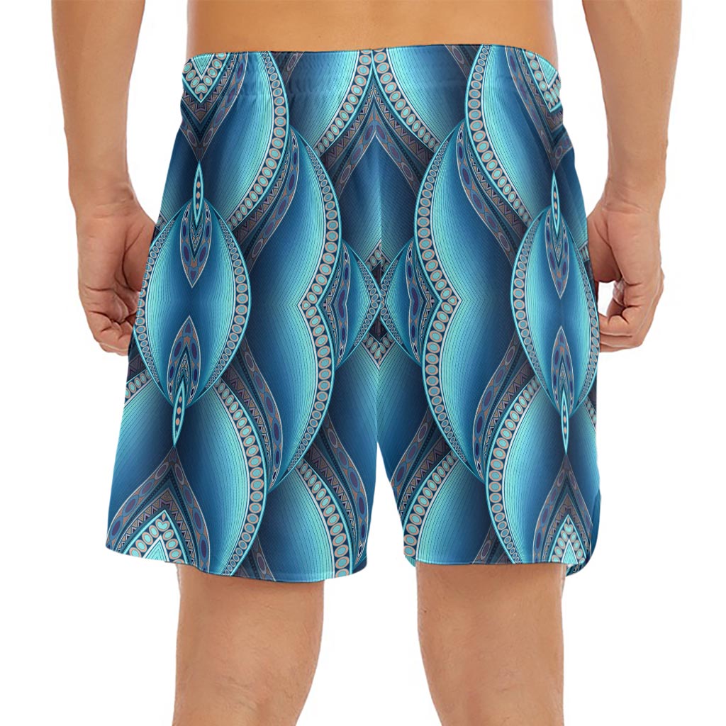 Mandala Waves Bohemian Pattern Print Men's Split Running Shorts