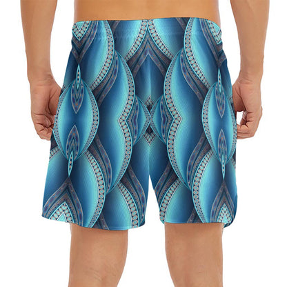 Mandala Waves Bohemian Pattern Print Men's Split Running Shorts