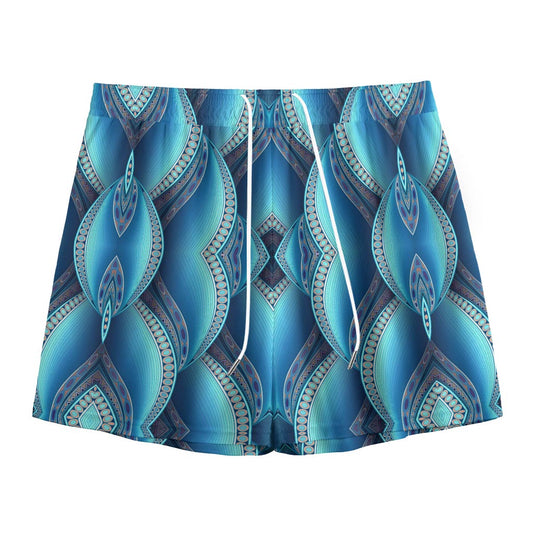 Mandala Waves Bohemian Pattern Print Mesh Shorts