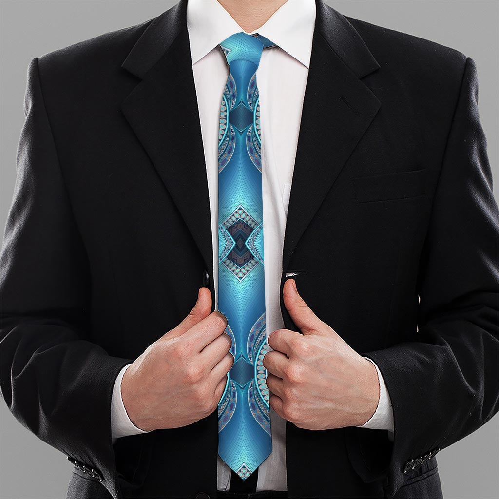 Mandala Waves Bohemian Pattern Print Necktie