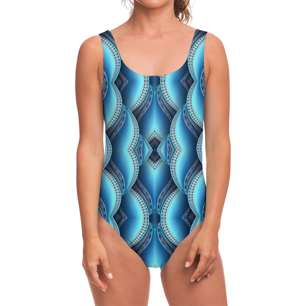 Mandala Waves Bohemian Pattern Print One Piece Swimsuit