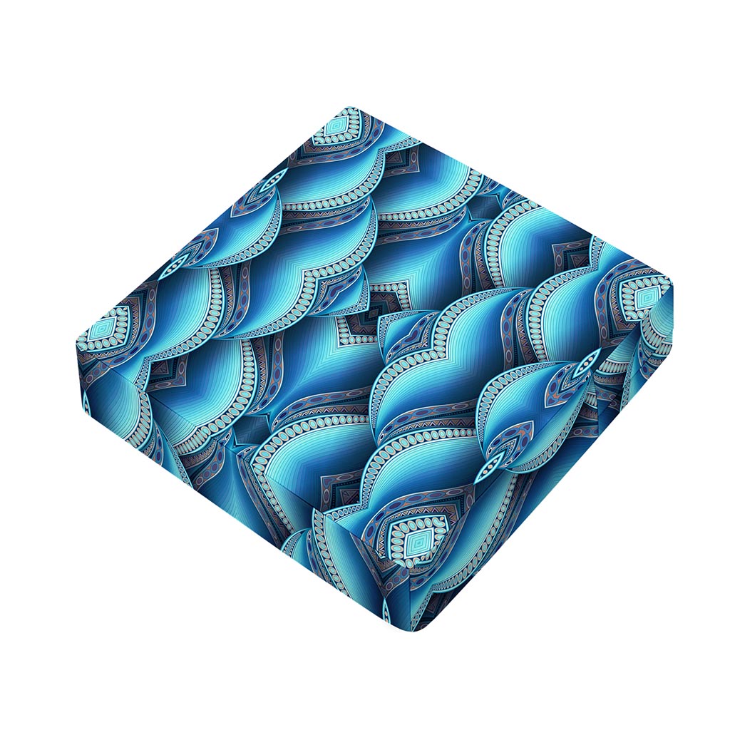 Mandala Waves Bohemian Pattern Print Outdoor Seat Cushion Cover
