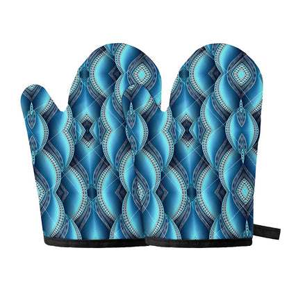 Mandala Waves Bohemian Pattern Print Oven Mitts