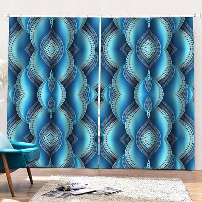Mandala Waves Bohemian Pattern Print Pencil Pleat Curtains