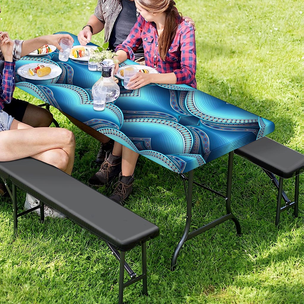 Mandala Waves Bohemian Pattern Print Picnic Table Cover