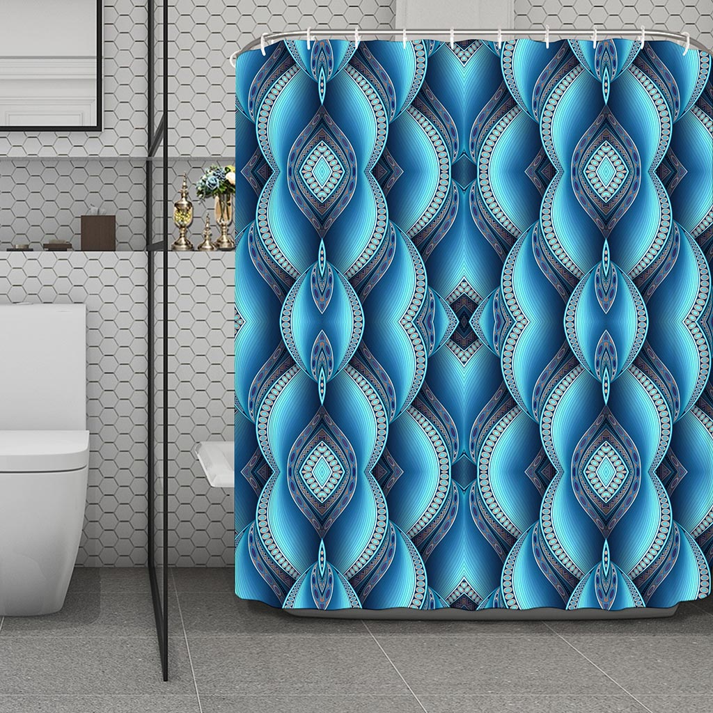 Mandala Waves Bohemian Pattern Print Polyester Shower Curtain