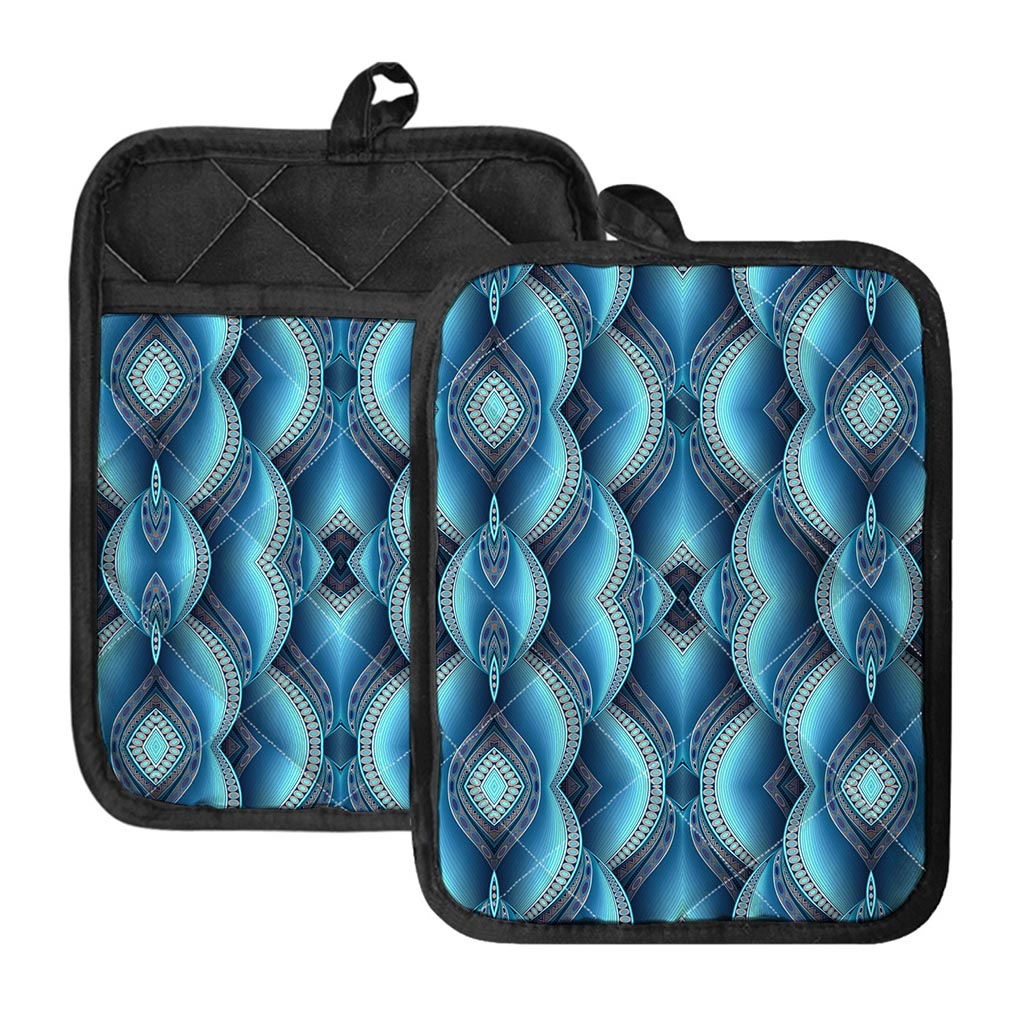 Mandala Waves Bohemian Pattern Print Pot Holders With Pocket