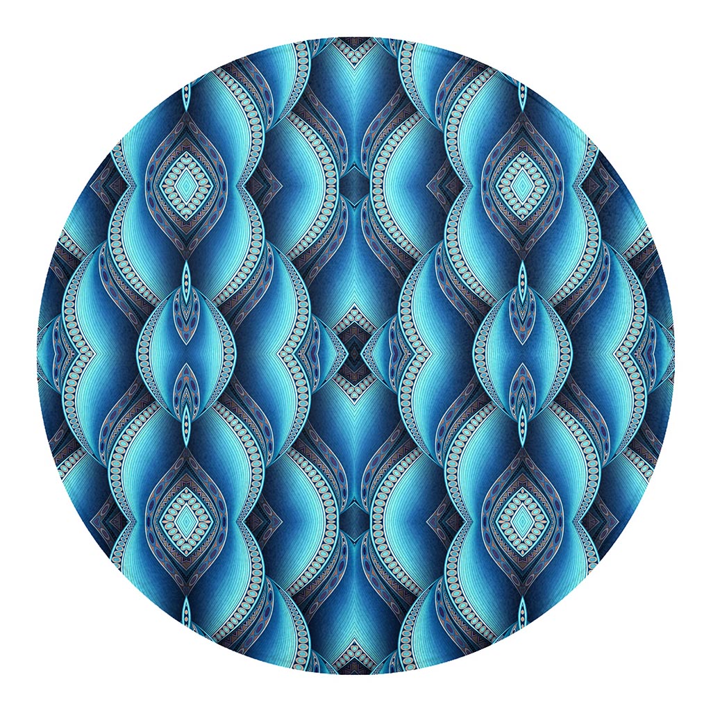 Mandala Waves Bohemian Pattern Print Round Blanket