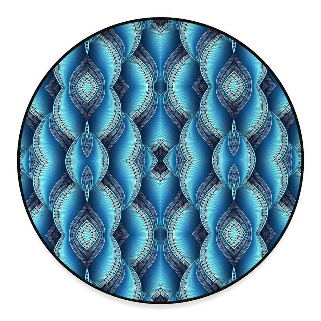 Mandala Waves Bohemian Pattern Print Round Floor Mat