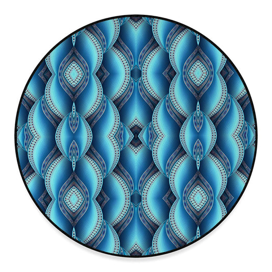 Mandala Waves Bohemian Pattern Print Round Floor Mat