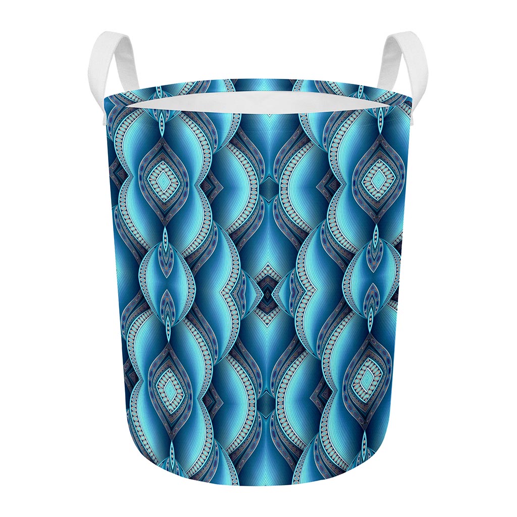 Mandala Waves Bohemian Pattern Print Round Laundry Basket