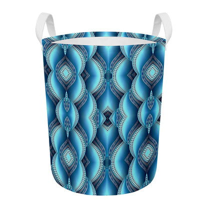 Mandala Waves Bohemian Pattern Print Round Laundry Basket