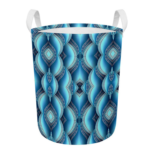 Mandala Waves Bohemian Pattern Print Round Laundry Basket