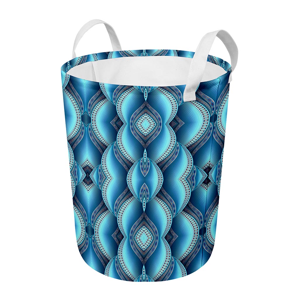 Mandala Waves Bohemian Pattern Print Round Laundry Basket