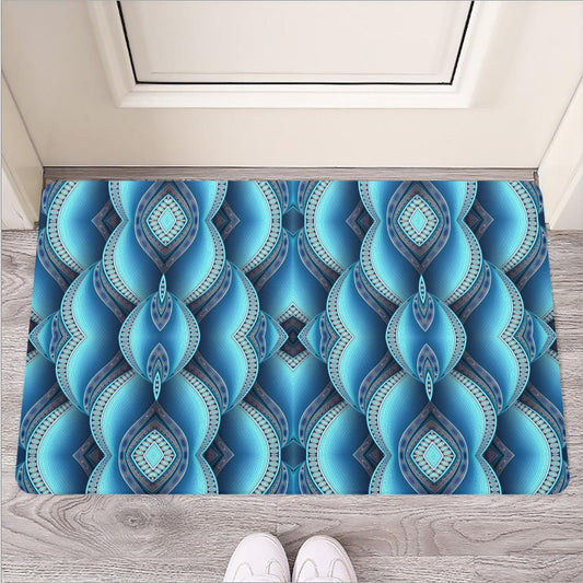 Mandala Waves Bohemian Pattern Print Rubber Doormat