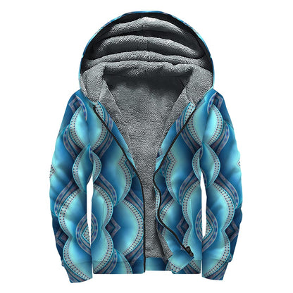 Mandala Waves Bohemian Pattern Print Sherpa Lined Zip Up Hoodie
