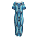 Mandala Waves Bohemian Pattern Print Short Sleeve Long Nightdress