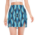 Mandala Waves Bohemian Pattern Print Side Slit Mini Skirt