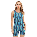 Mandala Waves Bohemian Pattern Print Sleeveless One Piece Swimsuit