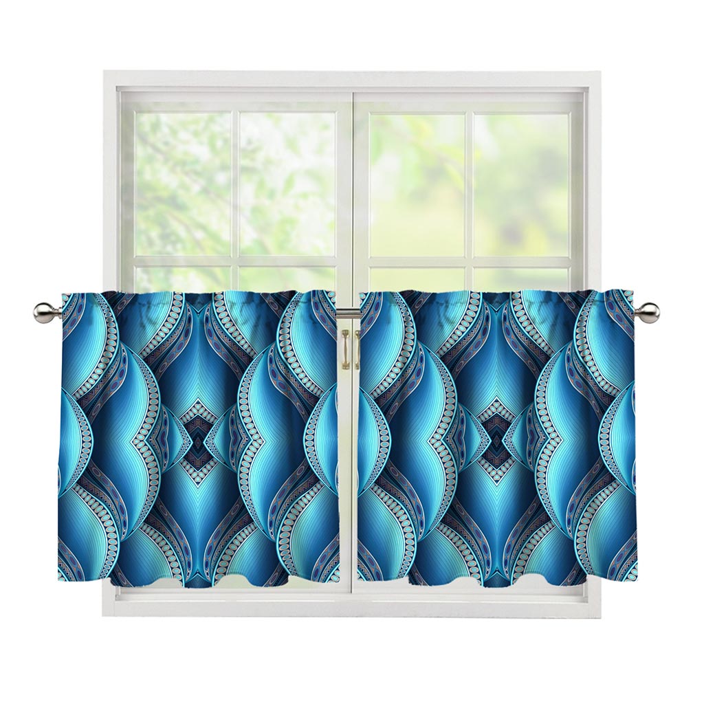 Mandala Waves Bohemian Pattern Print Tier Curtains