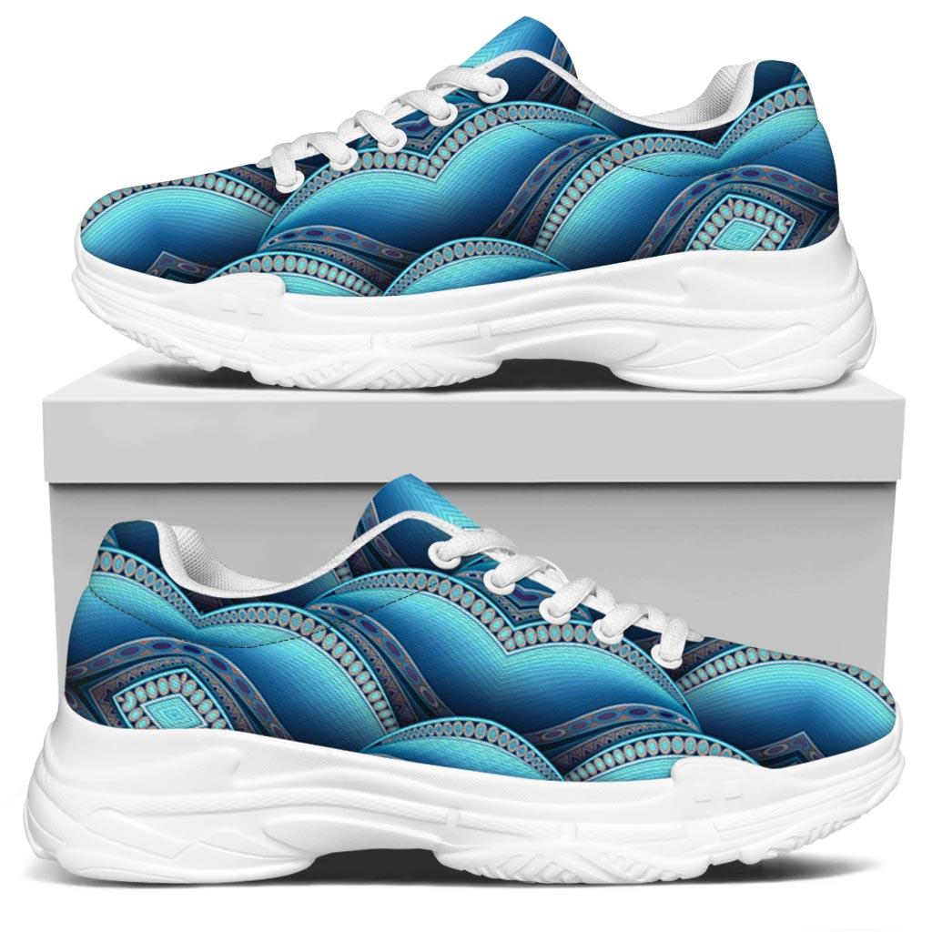Mandala Waves Bohemian Pattern Print White Chunky Shoes