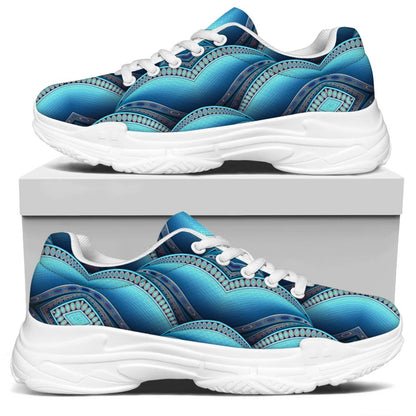 Mandala Waves Bohemian Pattern Print White Chunky Shoes