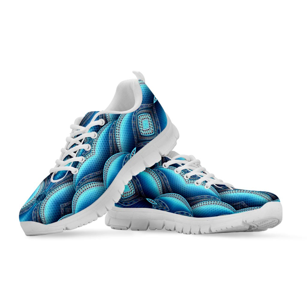 Mandala Waves Bohemian Pattern Print White Running Shoes