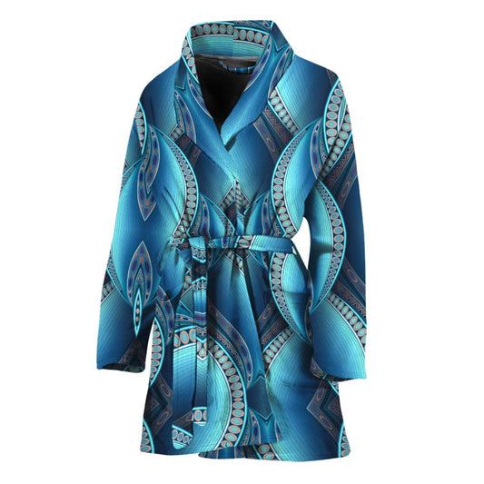 Mandala Waves Bohemian Pattern Print Women's Bathrobe