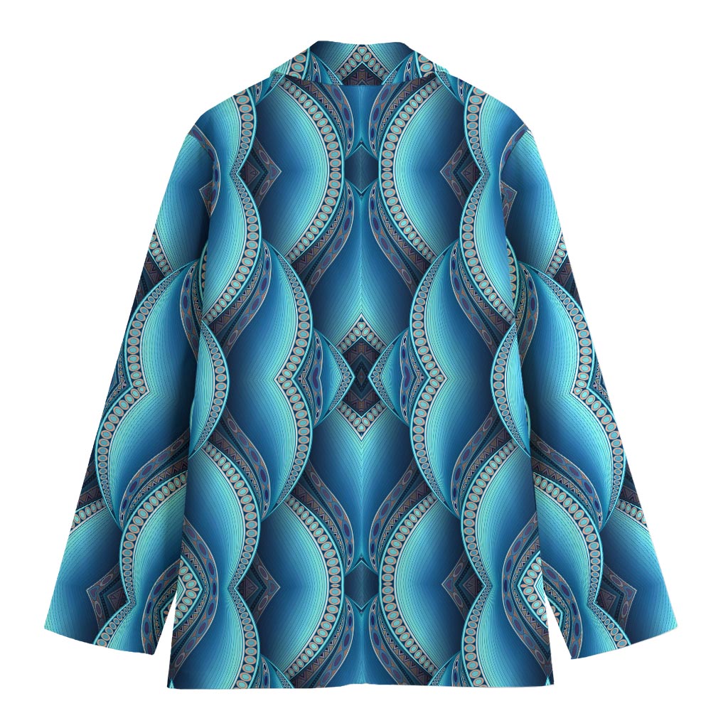 Mandala Waves Bohemian Pattern Print Women's Blazer