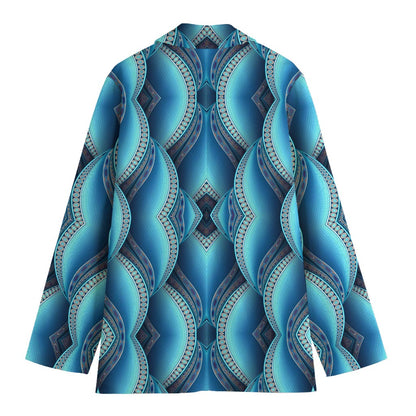 Mandala Waves Bohemian Pattern Print Women's Blazer