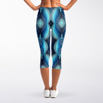 Mandala Waves Bohemian Pattern Print Women's Capri Leggings