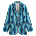 Mandala Waves Bohemian Pattern Print Women's Cotton Blazer