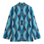 Mandala Waves Bohemian Pattern Print Women's Cotton Blazer