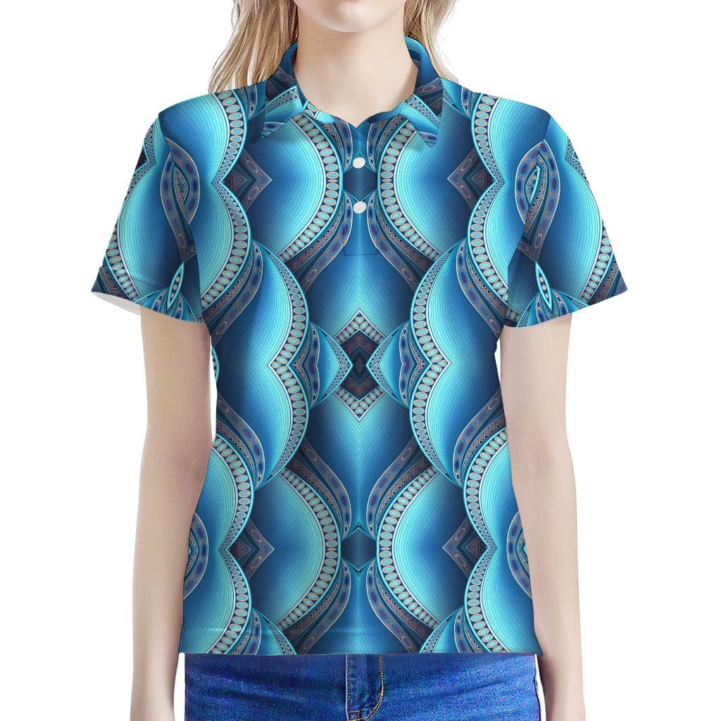 Mandala Waves Bohemian Pattern Print Women's Polo Shirt