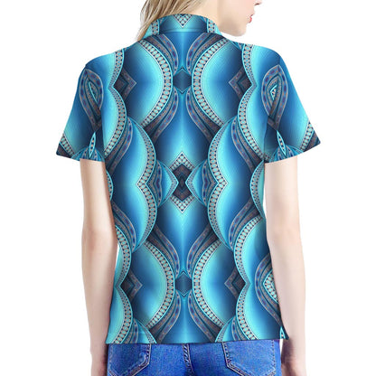 Mandala Waves Bohemian Pattern Print Women's Polo Shirt