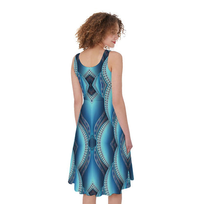 Mandala Waves Bohemian Pattern Print Women's Sleeveless Dress