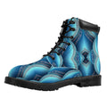 Mandala Waves Bohemian Pattern Print Padded Collar Lace Up Boots
