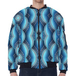 Mandala Waves Bohemian Pattern Print Zip Sleeve Bomber Jacket